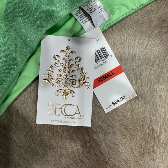 Becca by Rebbeca Virtue Adela Glimmer Hipster Bikini Bottom Cheeky Green XS - Picture 4 of 7